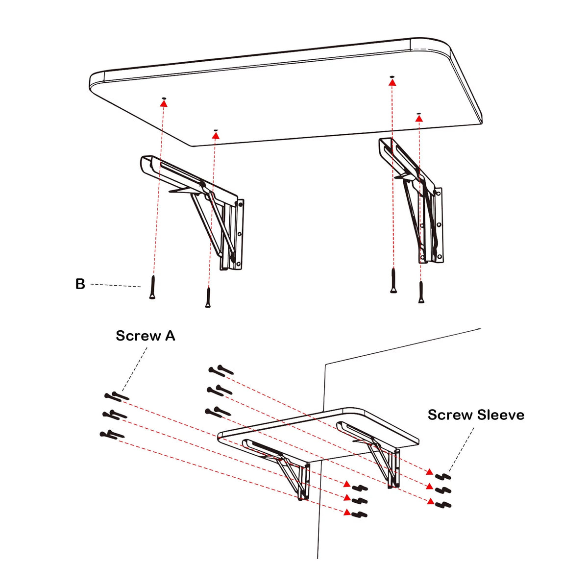 Wall Mounted Floating Folding Desk White T68105