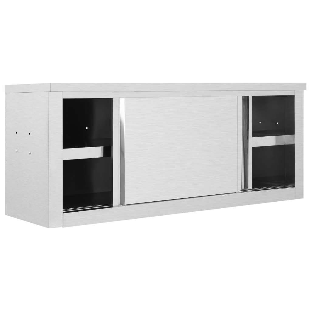 Kitchen Wall Cabinet with Sliding Doors Stainless Steel U246