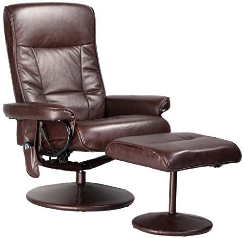 Brown Leather Recliner Chair with 8-Motor Massage and Heat G3926