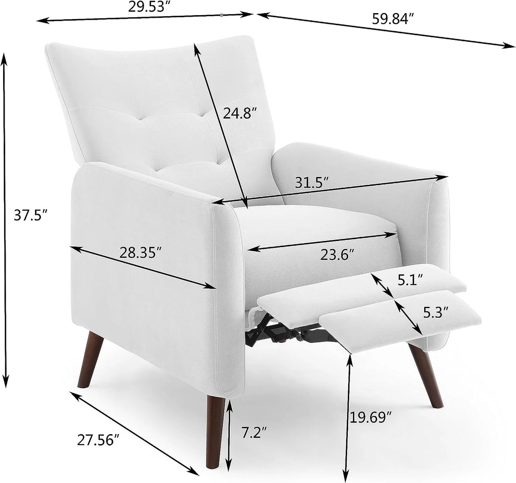 Velvet Reclining Chair with Solid Wood Legs P281