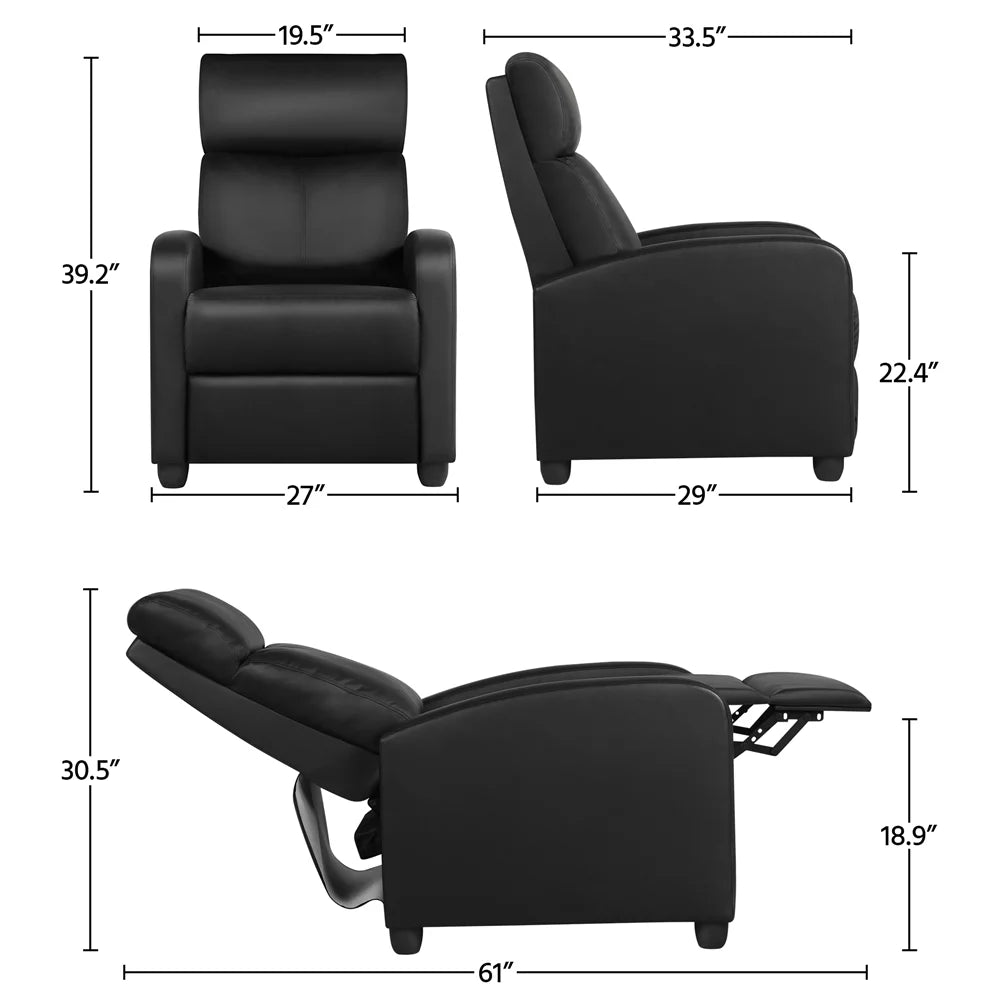 Faux Leather Push Back Recliner S39001