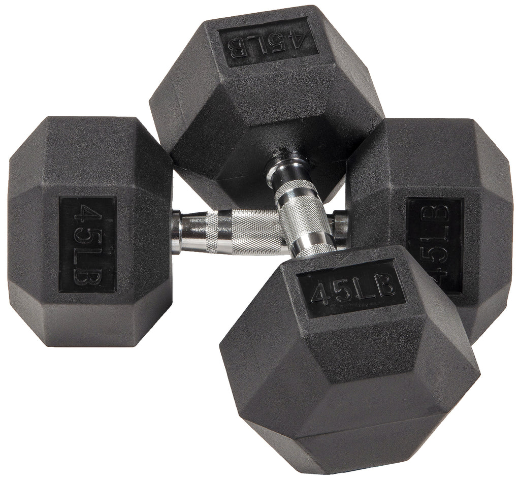 Rubber Encased Hex Dumbbells 20 Lbs. Pair P122