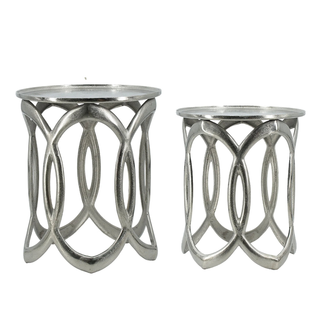 Round Aluminum Nesting Side Tables 2ct X826