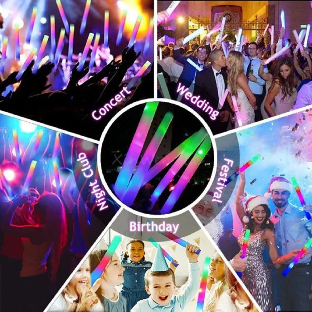 Multicolor Glow Foam Stick Cheer Tube Pack of 50 L1248
