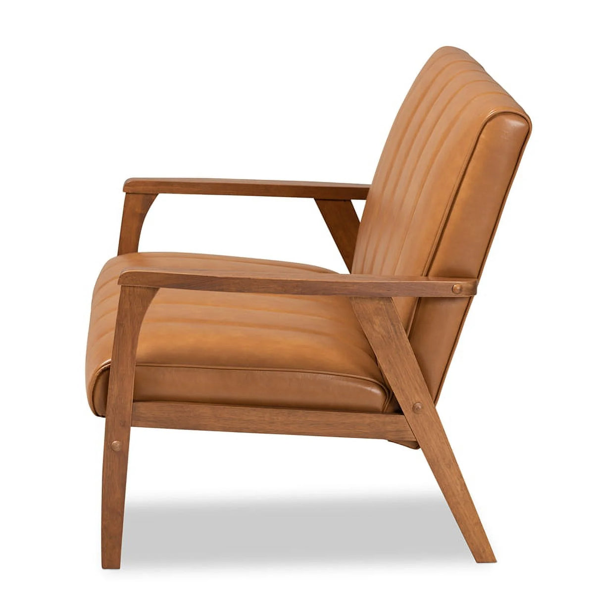 Leather Upholstered Brown Wood Loveseat E909953