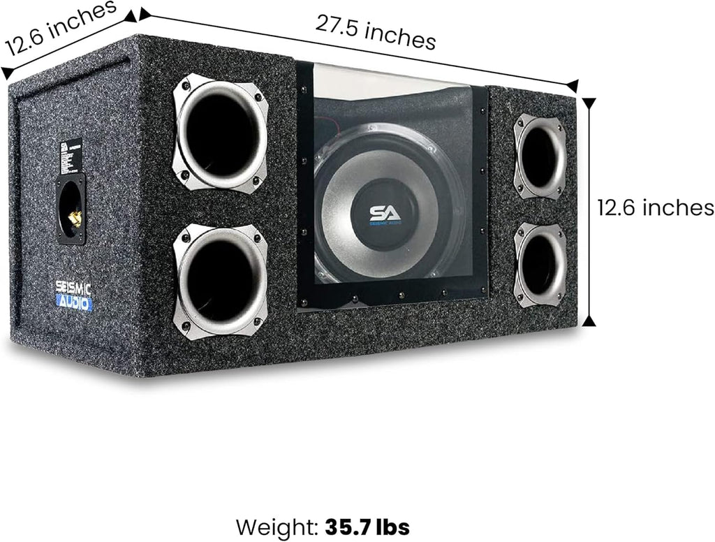 Dual 10 Inch 1000 Watt Car Audio Subwoofer Box with LED Lights & Plexiglass Window Q201