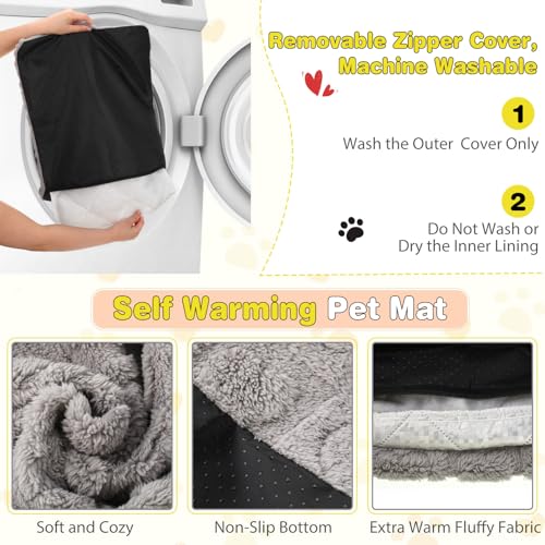 3 Pack Self Warming Cat Bed Mat 15 x 20 Inch Gray E623