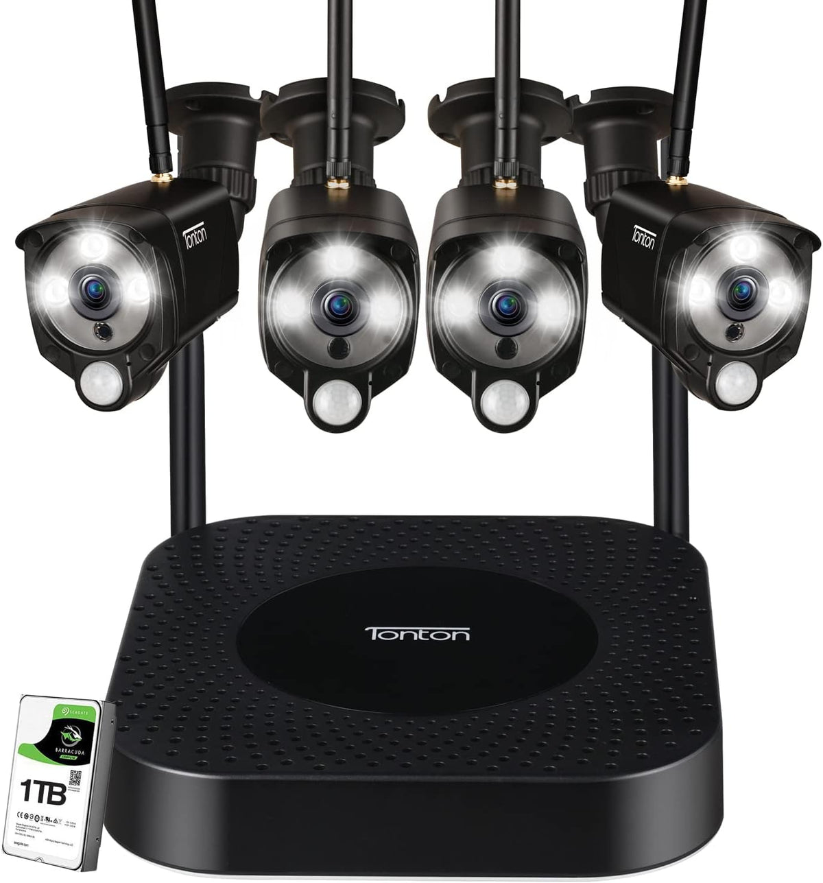 8CH NVR with 1TB HDD and 6PCS 3MP Outdoor Bullet Cameras with PIR Sensor and Floodlight G91069
