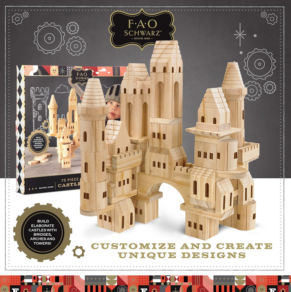 75 Piece Wooden Castle Building Blocks Set Z303163
