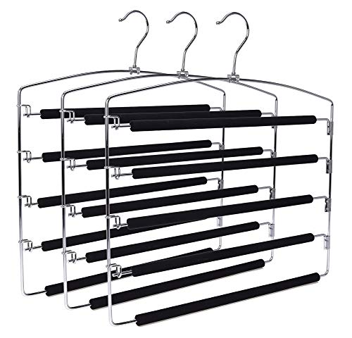 3 Multi-Bar Metal Pants Hangers with Non-Slip Foam Padding Q2274