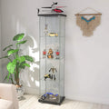 4 Layers Glass Display Cabinet with Door Black Q8674