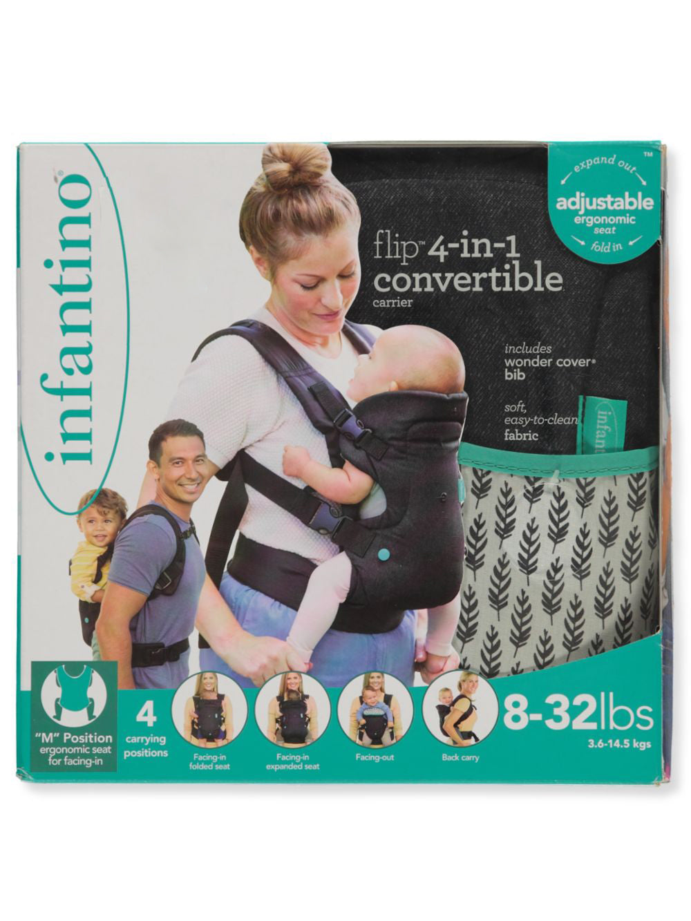 Black 4-In-1 Convertible Baby Carrier E409