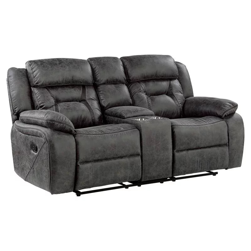 Gray Microfiber Double Reclining Love Seat Y949992