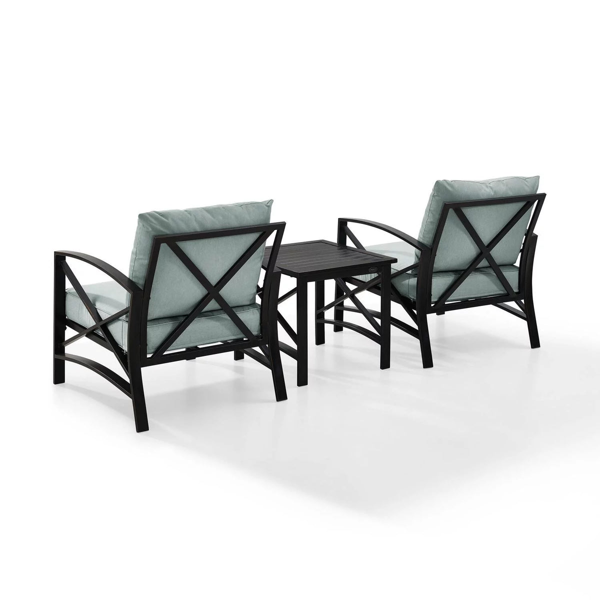 3Pc Outdoor Metal Armchair Set with Side Table M389