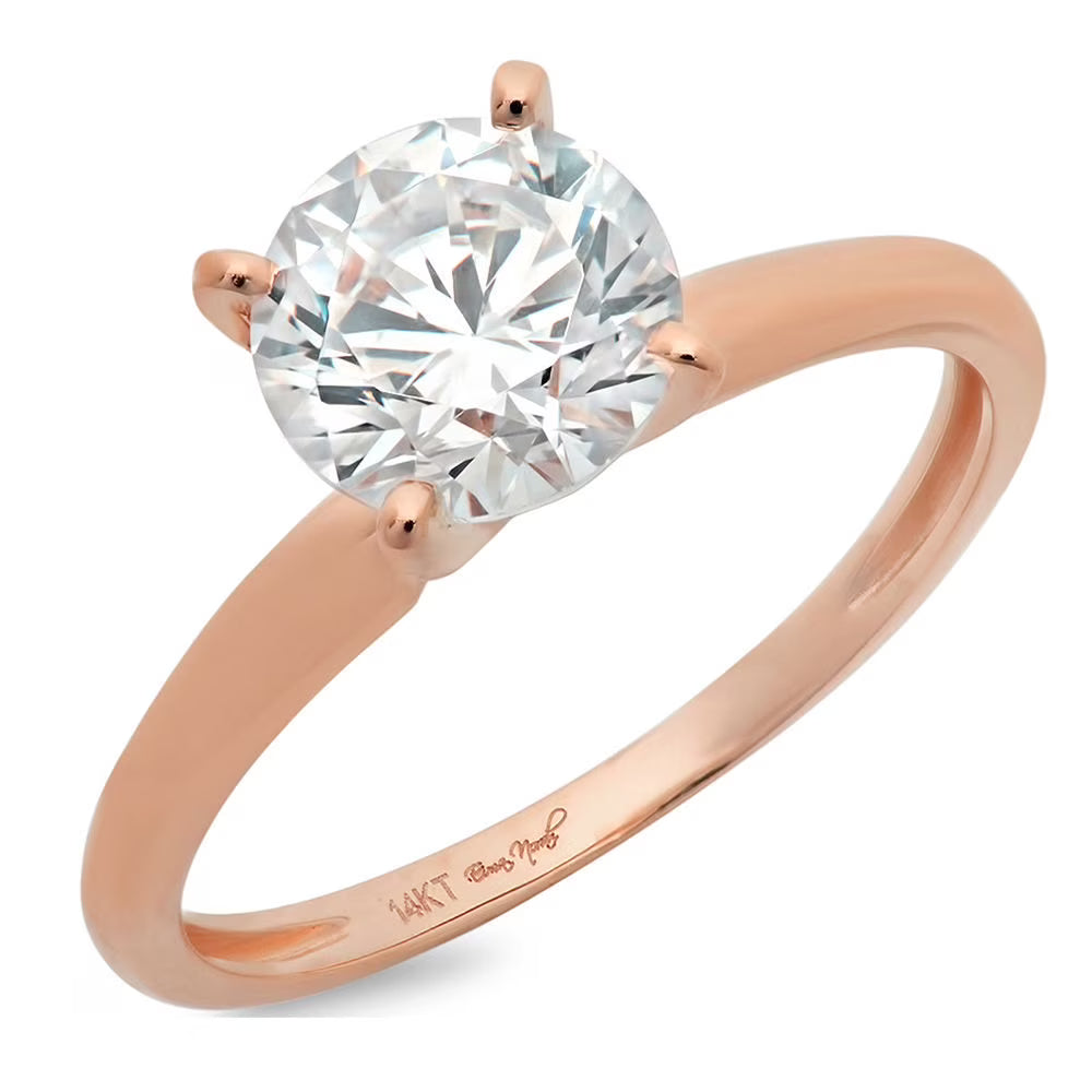 14k Pink Rose Gold Solitaire Ring E63419