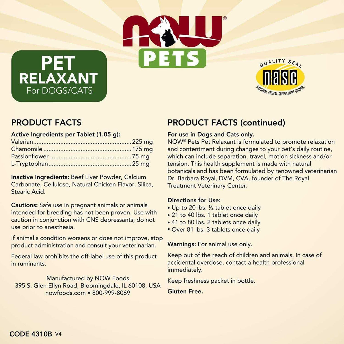 Pet Relaxant for Dogs/Cats P408173