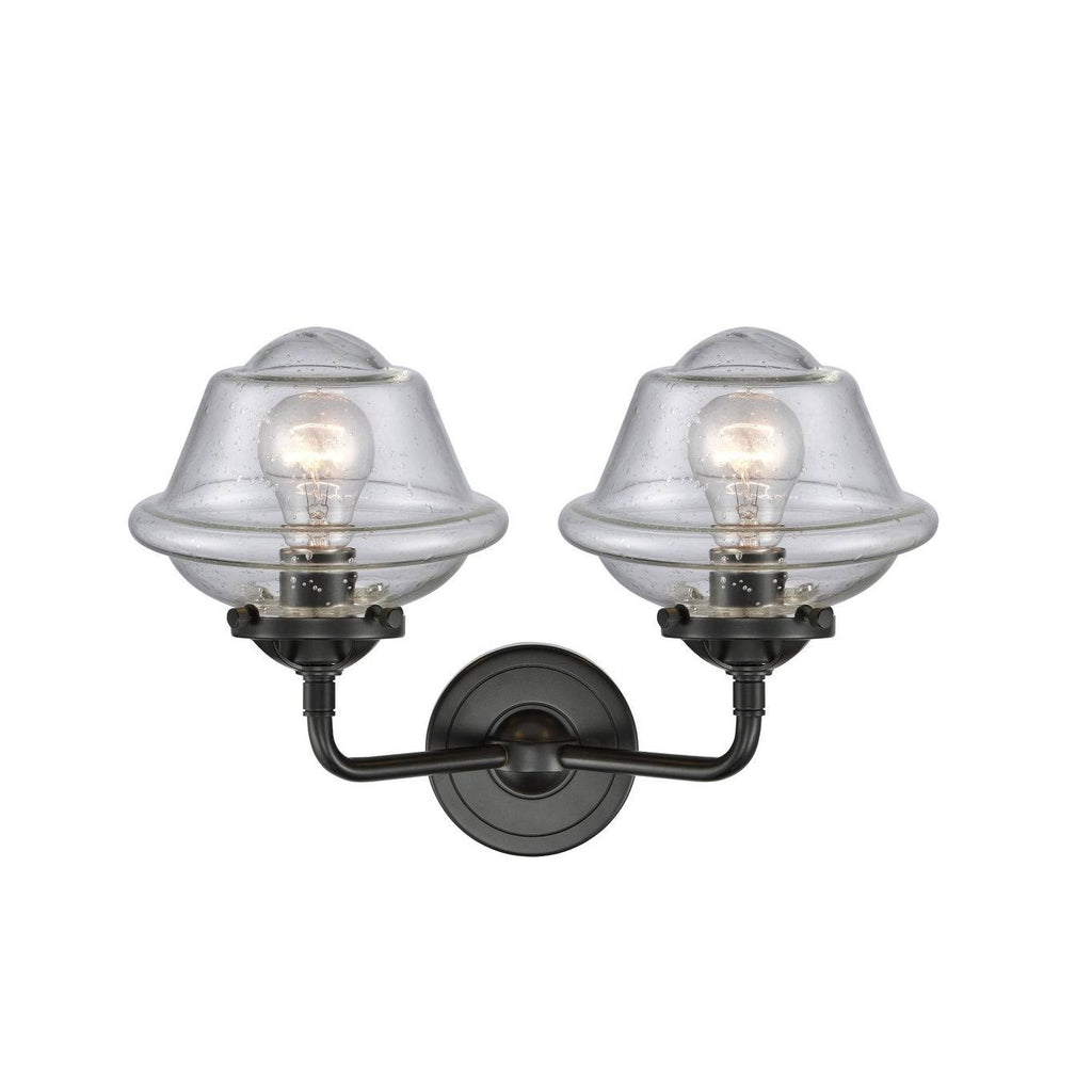13 inch 2 Light Bath Vanity Oil Rubbed Bronze with Seedy Glass U61563