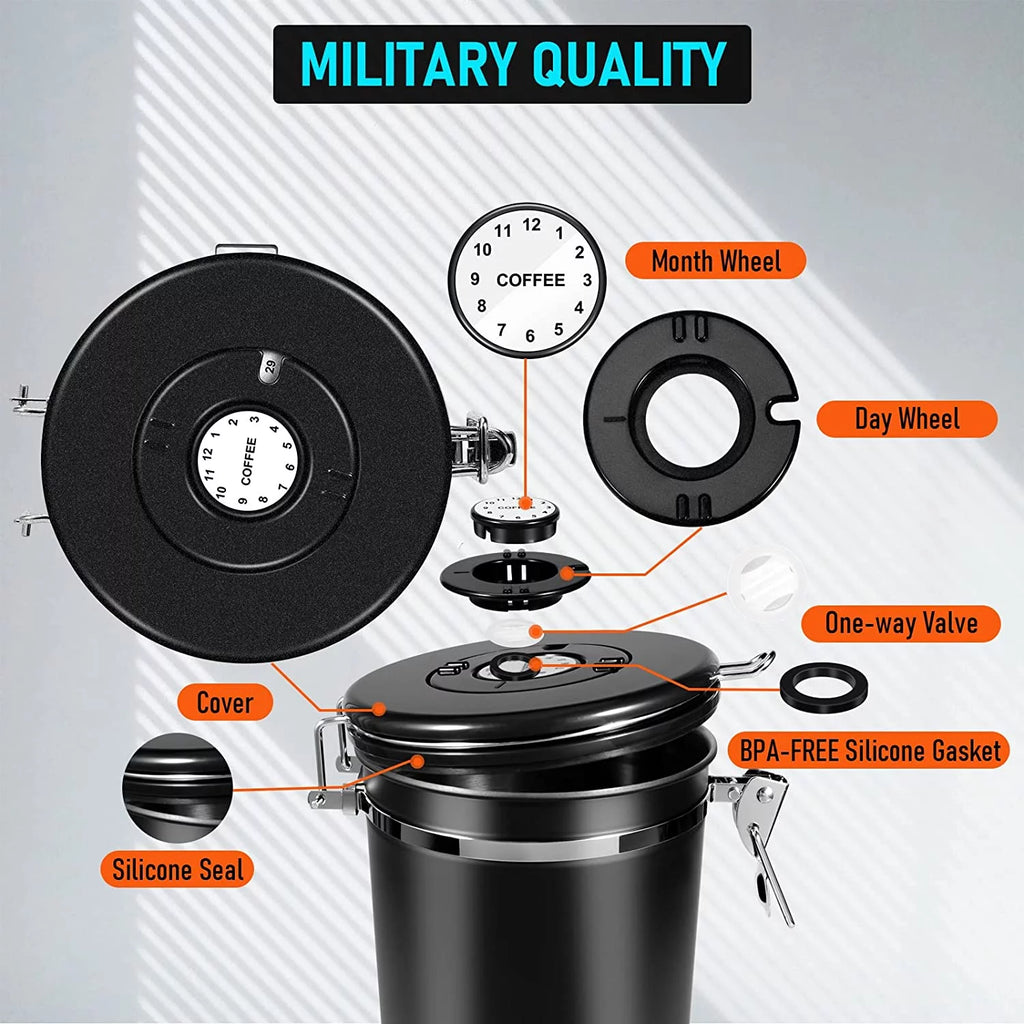 Black 35OZ Airtight Coffee Container with Scoop U9958