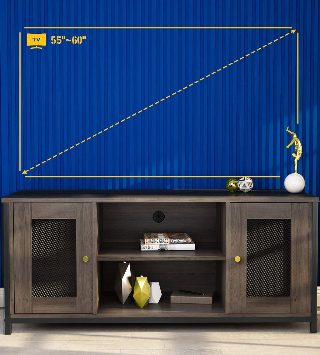 Brown Walnut Entertainment Center Stand with Storage L420810