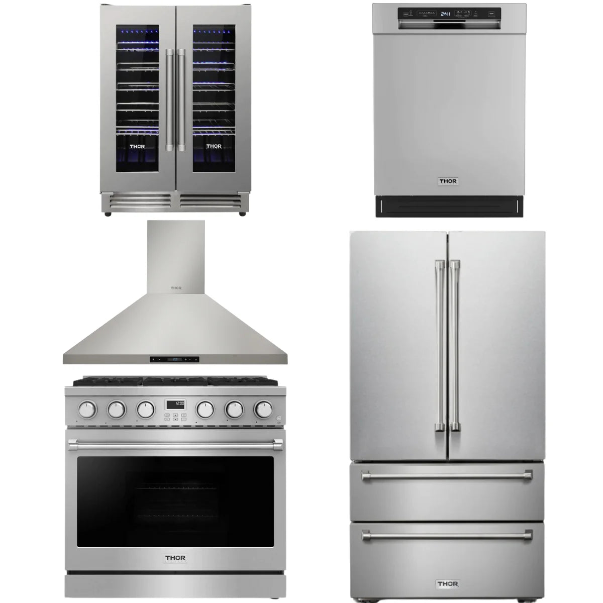 36 Gas Range, Range Hood, Refrigerator, Dishwasher and Wine Cooler K88144