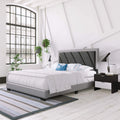 King Black Gray Upholstered Platform Bed with Headboard K371443