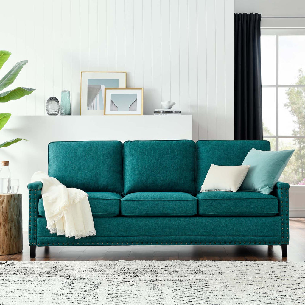 Teal Upholstered Fabric Sofa R929
