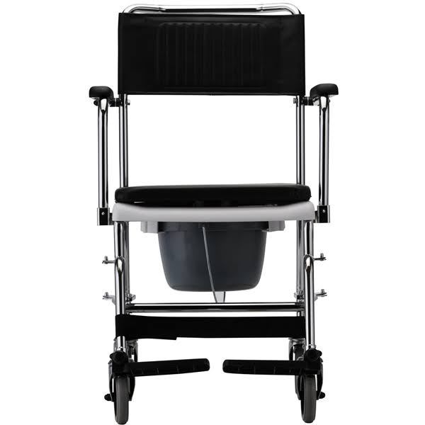 Black Drop Arm Transport Chair Commode X29584