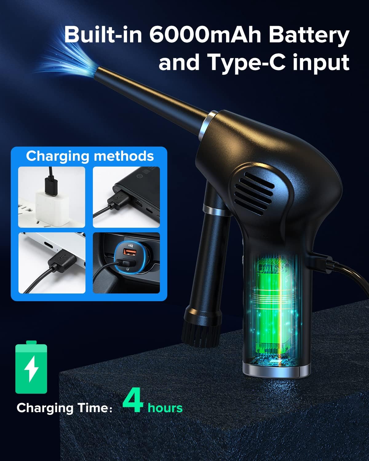 Cordless Electric Air Duster with 40000RPM Motor A9327