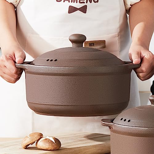 Natural Terracotta Casserole with Lids Clay Pots L9894