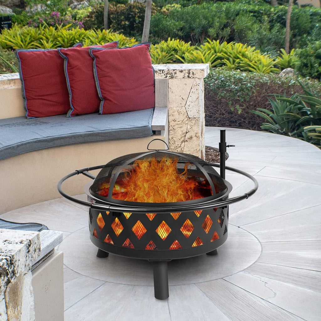 30 Inch Wood Burning Fire Pit with Cooking Grate H128192