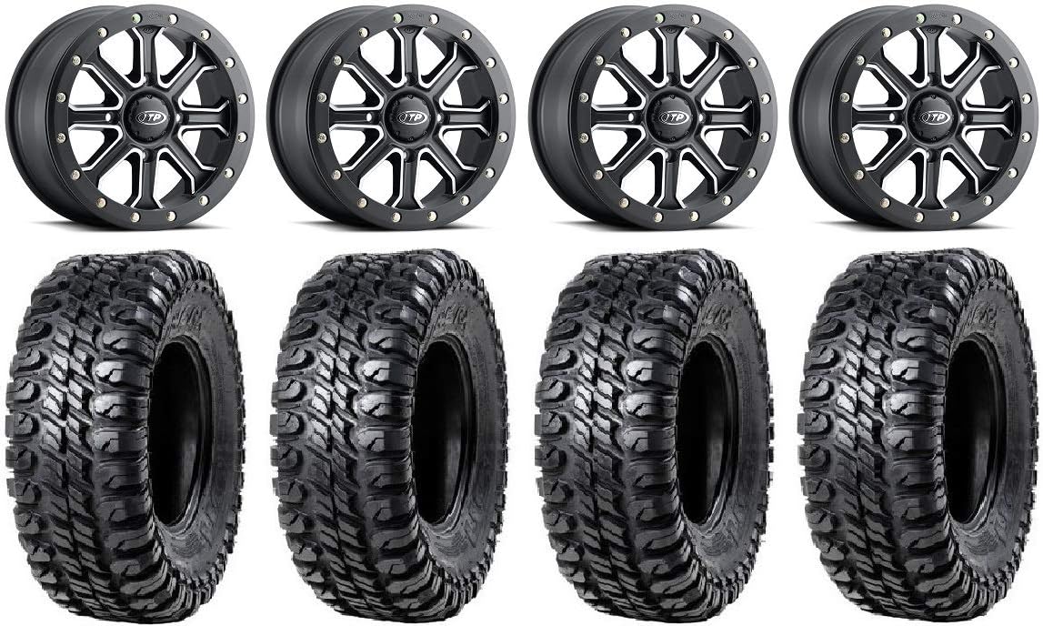9 Items: 14 Wheels Black +40mm 30 Tires 4x156 Bolt Pattern 12mmx1.5 Lug Kit D5143