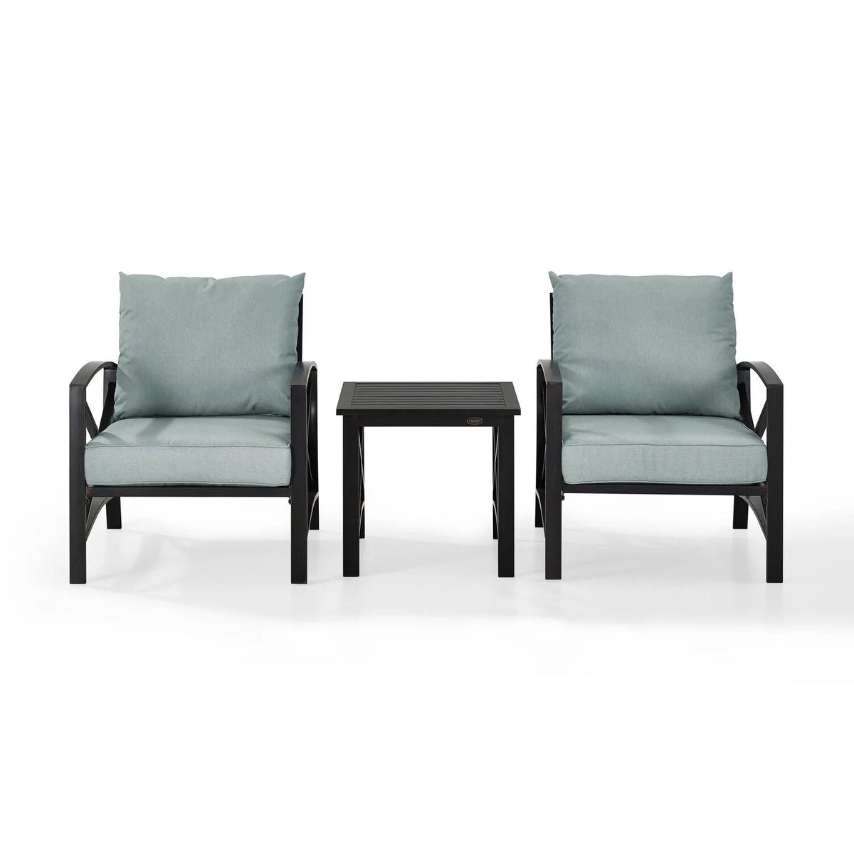3Pc Outdoor Metal Armchair Set with Side Table M389
