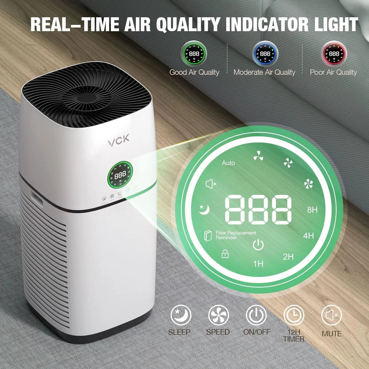 Air Purifier with H14 True HEPA Filter and PM2.5 Monitor J89435
