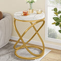 White and Gold Faux Marble Top End Tables Set of 2 C61167