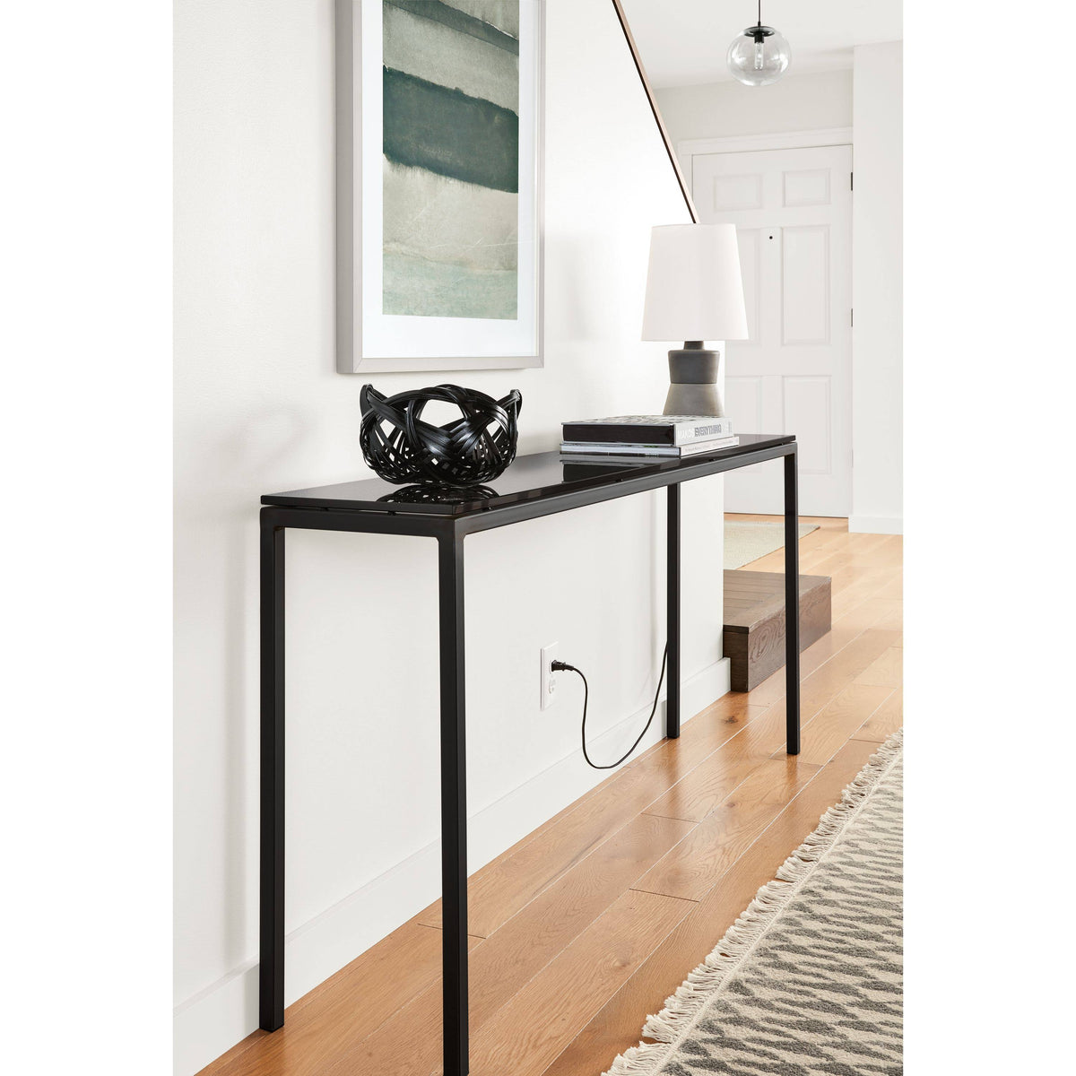 White Parsons Console Table with Quartz Top Q362777