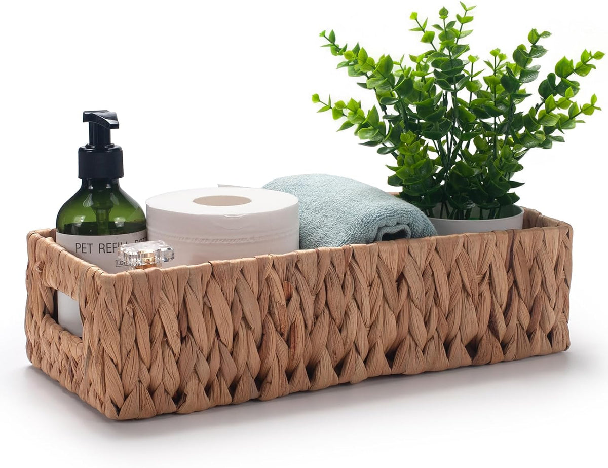 Water Hyacinth Wicker Toilet Paper Basket 14.2 x 6.5 x 3.7 inch A34115