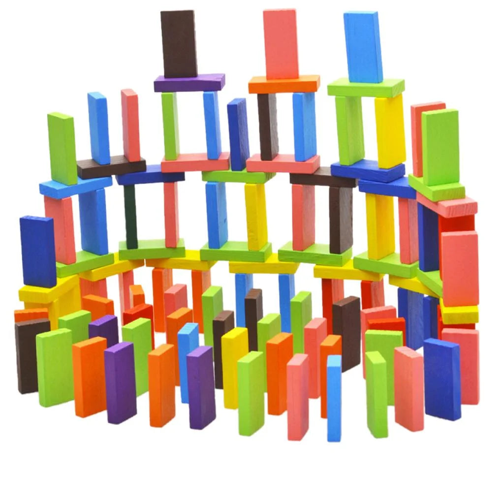 120 Pcs Standard Wooden Dominoes 10 Colors Set G70179