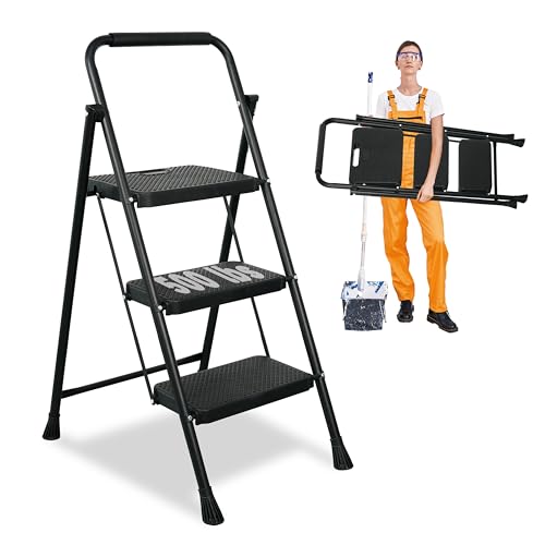 Black Steel Folding Step Ladder T275637