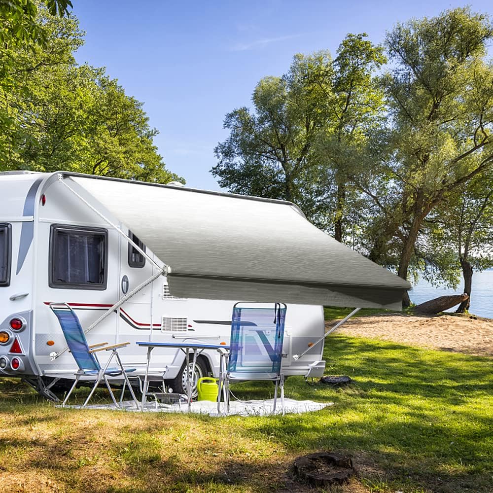 19' Ocean Blue Vinyl RV Awning Fabric Replacement Q462