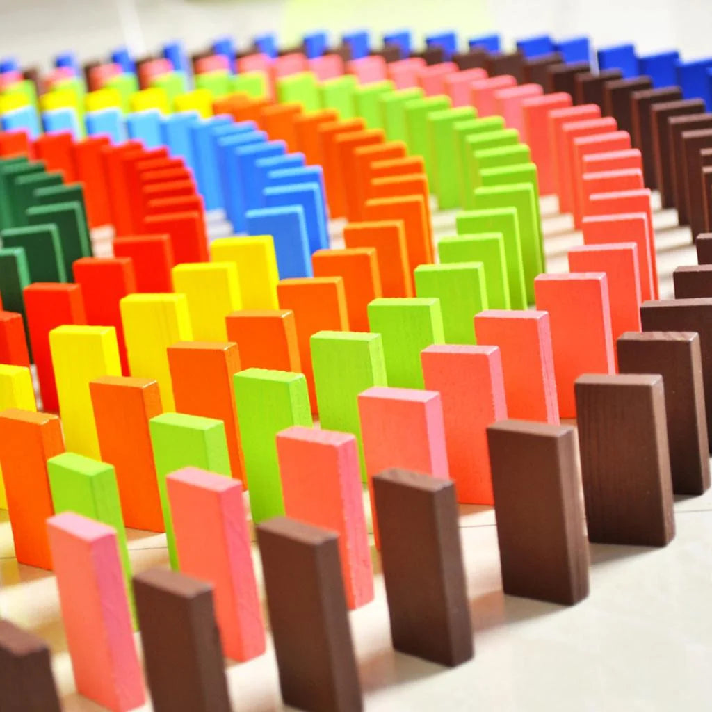 120 Pcs Standard Wooden Dominoes 10 Colors Set G70179