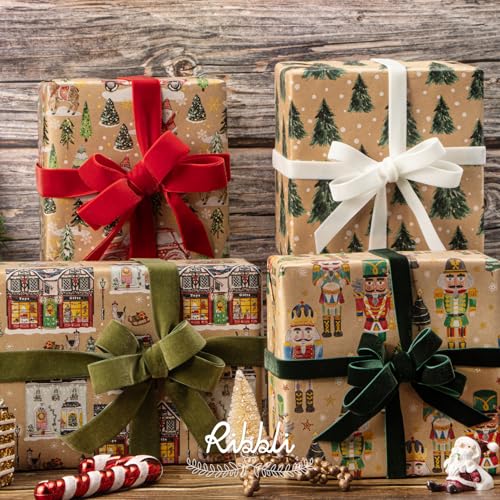 4 Rolls 30 x 120 inch Brown Kraft Christmas Wrapping Paper Y602803