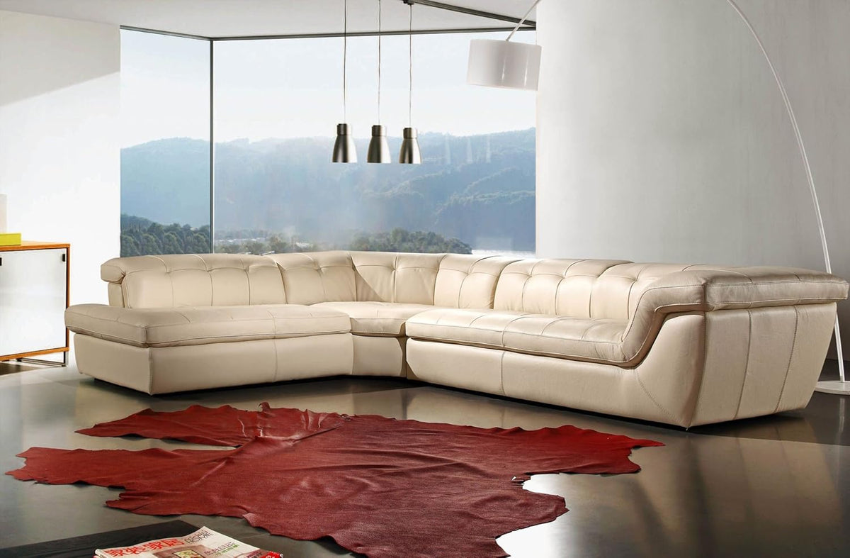 Beige Italian Leather Sectional U923