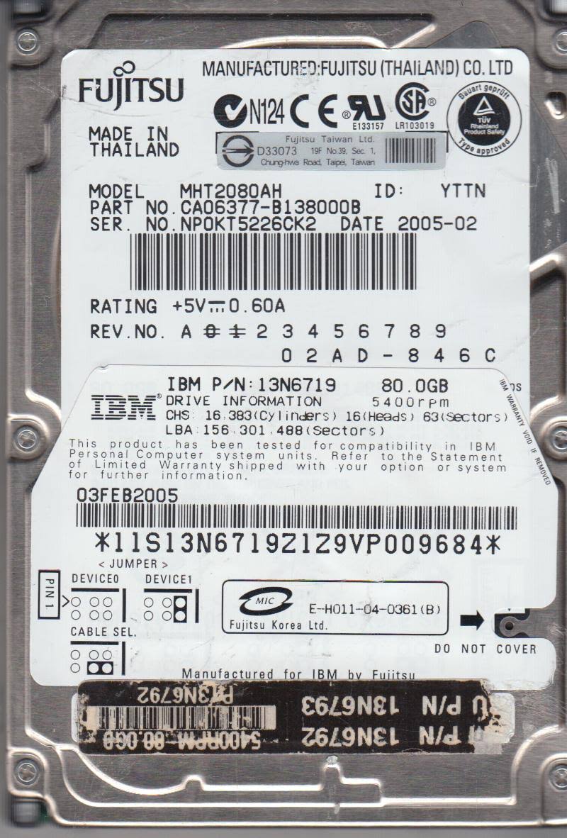 80GB IDE 2.5 Hard Drive E512894
