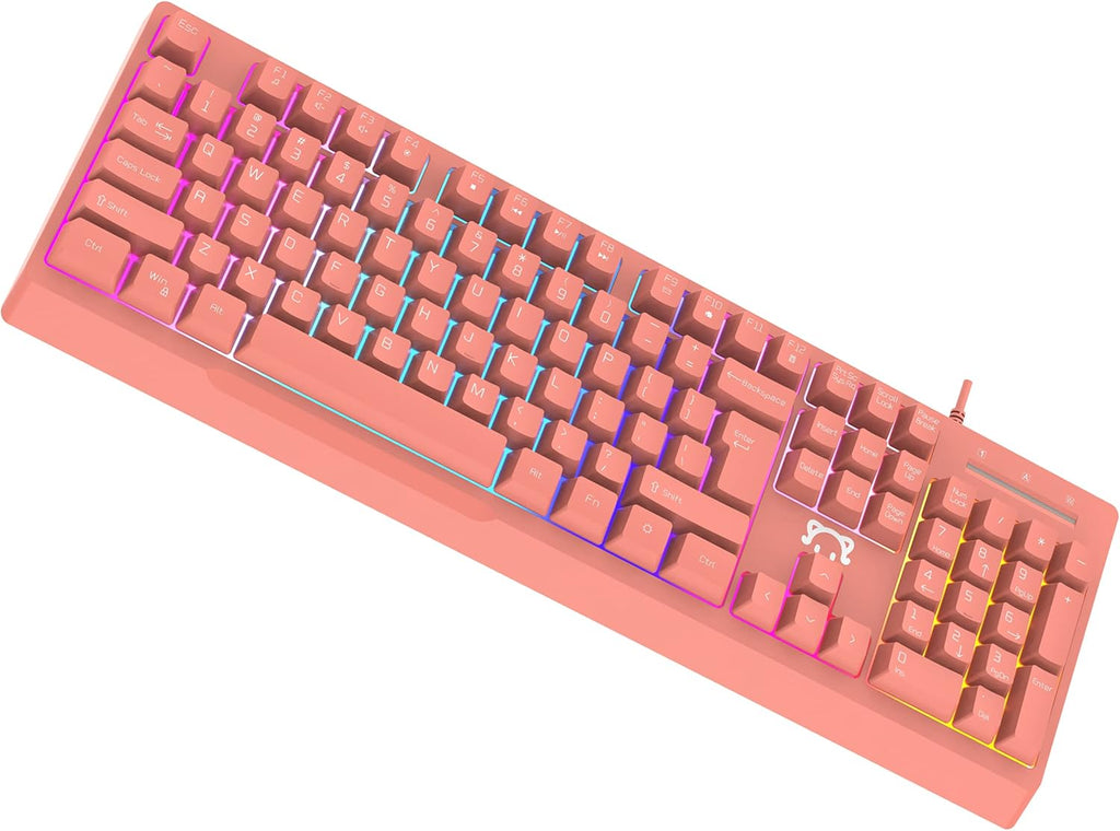 White Backlit Wired 104 Keys Gaming Keyboard Pack of 2 I894