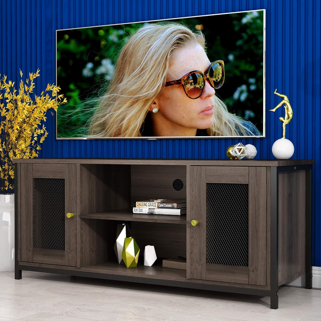 Brown Walnut Entertainment Center Stand with Storage L420810