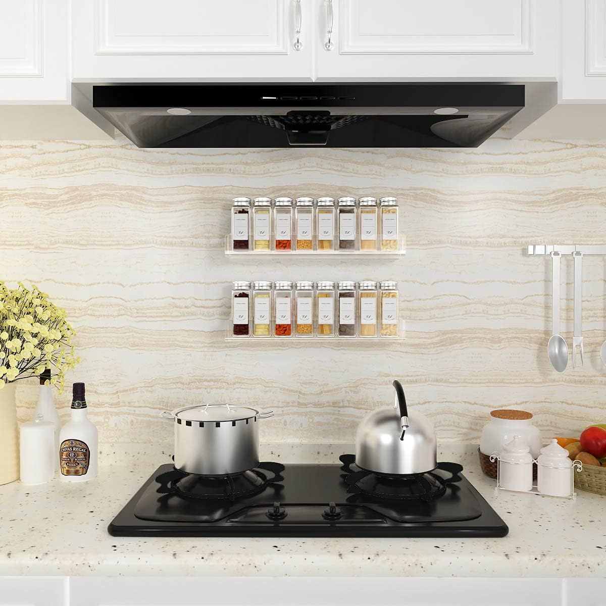 Acrylic Spice Rack Wall Mount 15 Inch, 4 Packs Hanging Spice Rack Shelf N116368