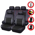 11 Pieces Leather Car Seat Covers Set, Black R9075