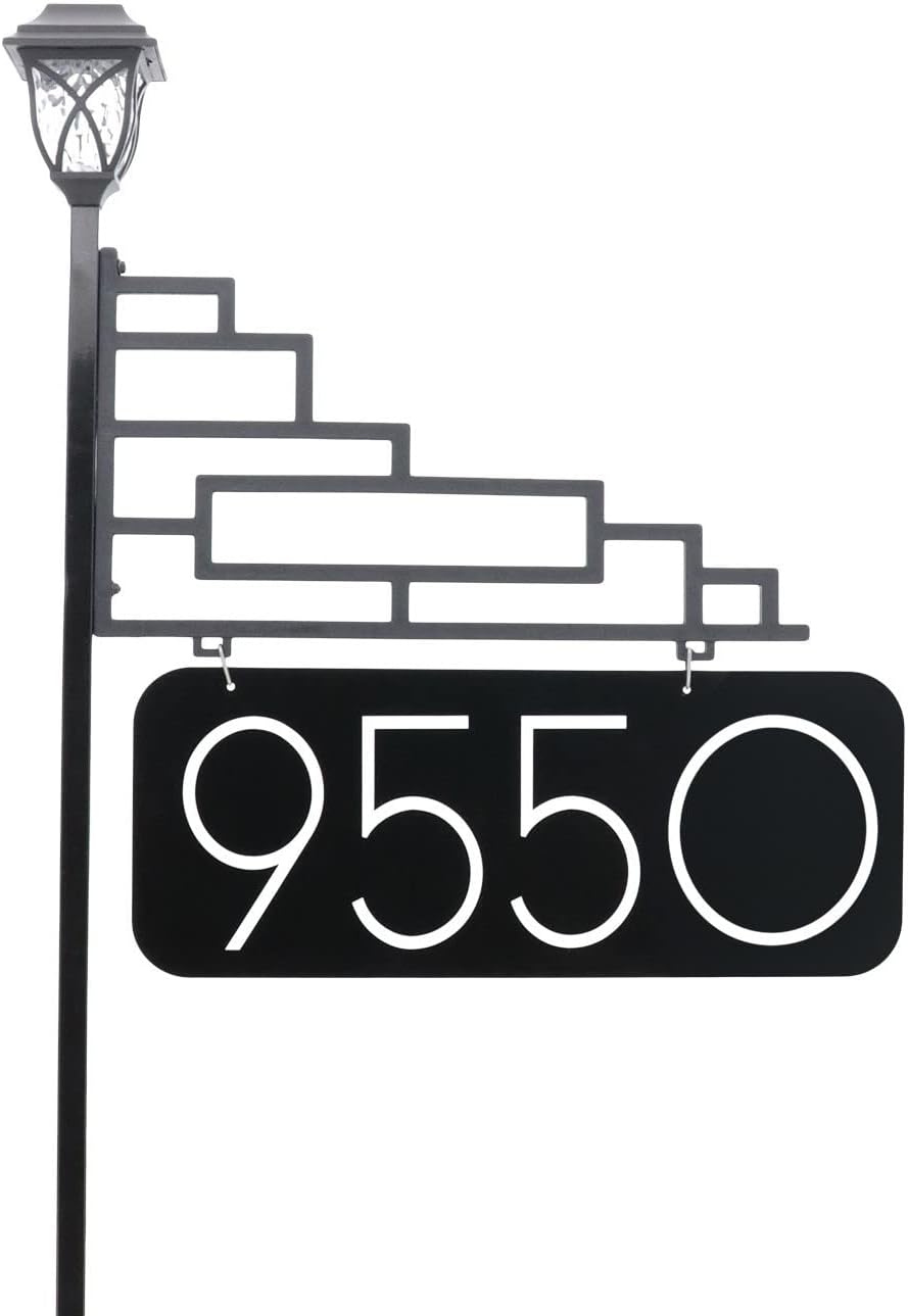 Extra Large Reflective Yard Address Sign with Solar Light - 6 Numbers - 47 Pole U19724