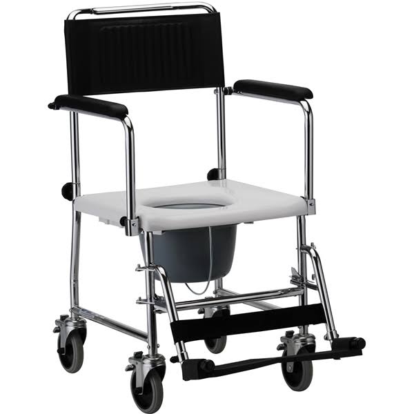 Black Drop Arm Transport Chair Commode X29584