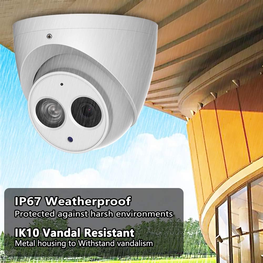 6MP Dome PoE IP Security Camera 2.8mm Lens IP67 Waterproof J783